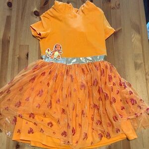 Pokemon Orange Charmander Kids Casual Dress
